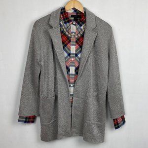 Rare J.Crew S Sophie Open Front Sweater Blazer Silver Metallic